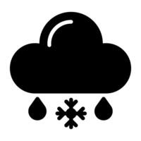 Snowflakes falling from cloud in slow motion denoting scattered snow icon vector