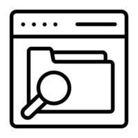 Document case under magnifying glass, search folder icon vector