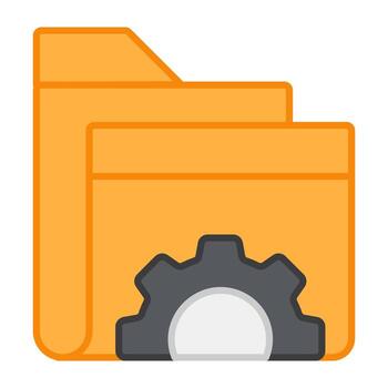 engranaje con documento caso, plano diseño de carpeta ajuste vector