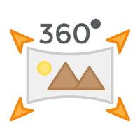 A flat design icon of 360 degree photo vector