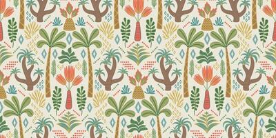 Ethnic tropical seamless pattern with palms. Modern abstract design for paper, cover, fabric, interior decor and other use vector