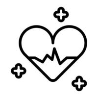 Heart with heartbeat, cardiology icon vector