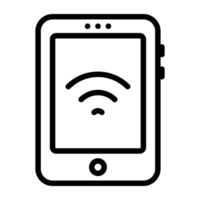 Internet signals inside smartphone, mobile wifi icon vector