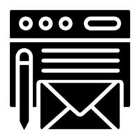Icon of write email, solid design vector