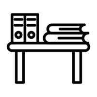 Books with binders on tabletop, concept of study table icon vector