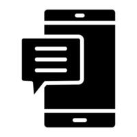 Message bubble with smartphone, mobile chat icon vector