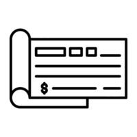 un lineal diseño, icono de cheque libro vector