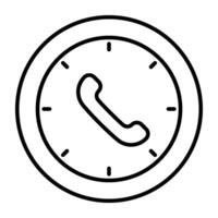 Receiver inside clock, icon of helpline vector