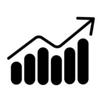 Bar chart with arrow depicting growth chart icon vector