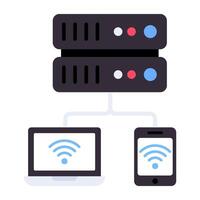 A flat design, icon of server connection vector