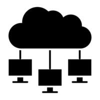 Cloud connected with monitors, cloud devices icon vector