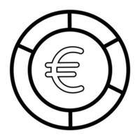 Editable linear design icon of euro coin vector