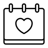 Heart on calendar, concept of wedding reminder icon vector