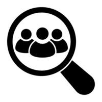 A glyph design, icon of search profile vector