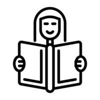 Female avatar with book showing concept of reader icon vector