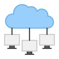 Cloud connected with monitors, cloud devices icon vector