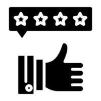 Stars with thumbs up, icon of customer ratings vector