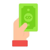 Banknote in hand showcasing giving money icon vector