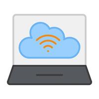 A flat design, icon of laptop cloud vector