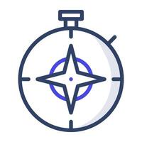 A directional instrument icon, flat design of compass vector