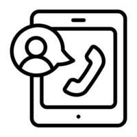 Avatar inside smartphone, mobile video call icon vector
