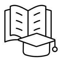 Books with mortarboard, icon of graduation vector