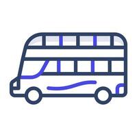 A bus that has two storeys or decks, double decker bus flat icon vector