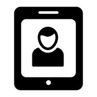 Avatar inside mobile, smartphone video call icon vector