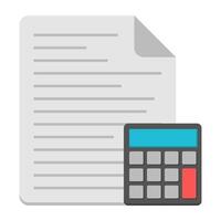 papel con calculadora, presupuesto contabilidad icono vector