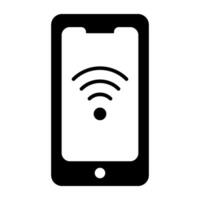 WiFi signal inside smartphone, icon of mobile WiFi vector
