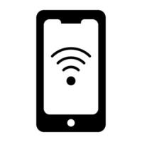 WiFi signal inside smartphone, icon of mobile WiFi vector