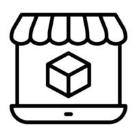 Package inside laptop, online product icon vector