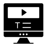 un glifo diseño, icono de vídeo tutorial vector