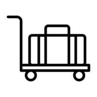 Briefcase on trolley, luggage cart icon vector