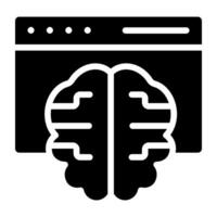 Brain on web page depting concept of online brain learning icon vector