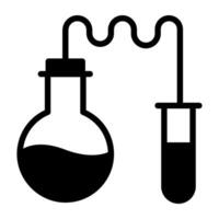 Lab flask with test tube denoting concept of chemical experiment icon vector