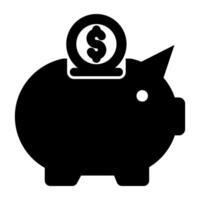 un sólido diseño, icono de cerdito banco vector