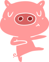 conteúdo de desenho animado estilo de cor plana dança de porco png