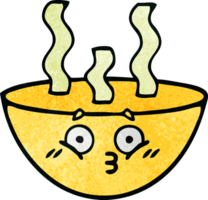 retro grunge textura desenho animado do uma tigela do quente sopa png