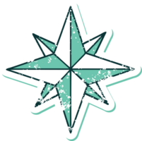 iconic distressed sticker tattoo style image of a star png