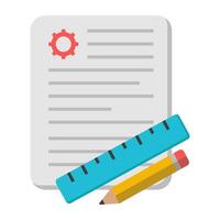 Paper with pencil and gear, icon of content management vector