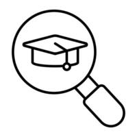 A linear design, icon of search mortarboard vector