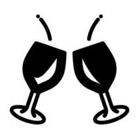 Glasses sticking with each other, icon of toasting vector