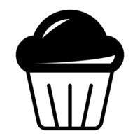 Tea time cake, cupcake icon in solid design. vector