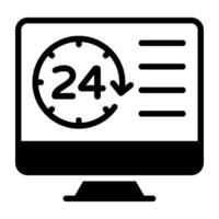 Solid design, icon of 24hr service vector