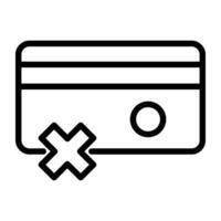 Card with cross mark, icon of no card payment vector