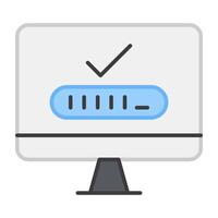 un moderno estilo icono de verificado computadora vector