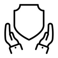 Shield inside hand, icon of security shield vector