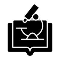 glyph design of online science education icon, lab research vector