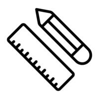 Pencil with scale, geometry tools icon vector